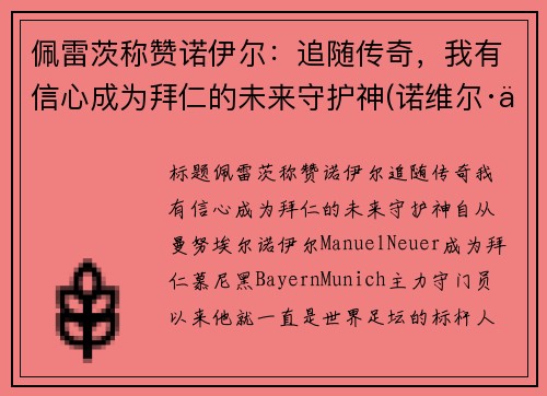 佩雷茨称赞诺伊尔：追随传奇，我有信心成为拜仁的未来守护神(诺维尔·佩尔)