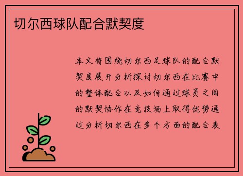 切尔西球队配合默契度